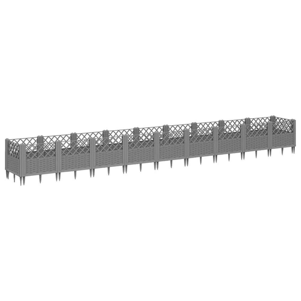 Jardinière d'extérieur avec piquets gris clair 363,5x43,5x43,5 cm pp