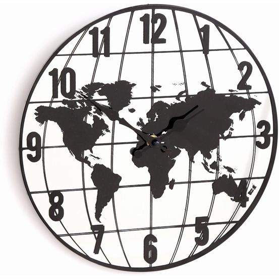 Horloge effet miroir mappemonde 30 cm
