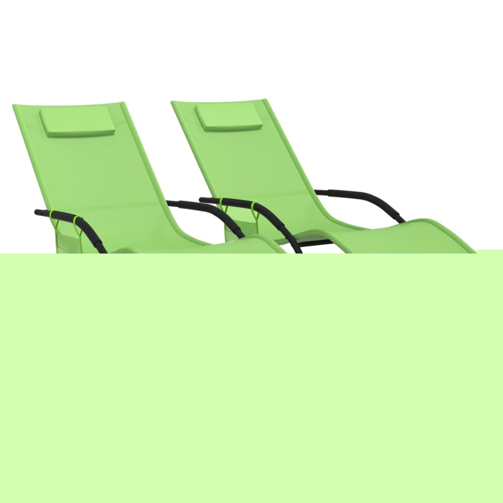 Chaises longues à bascule lot de 2 vert acier et textilène