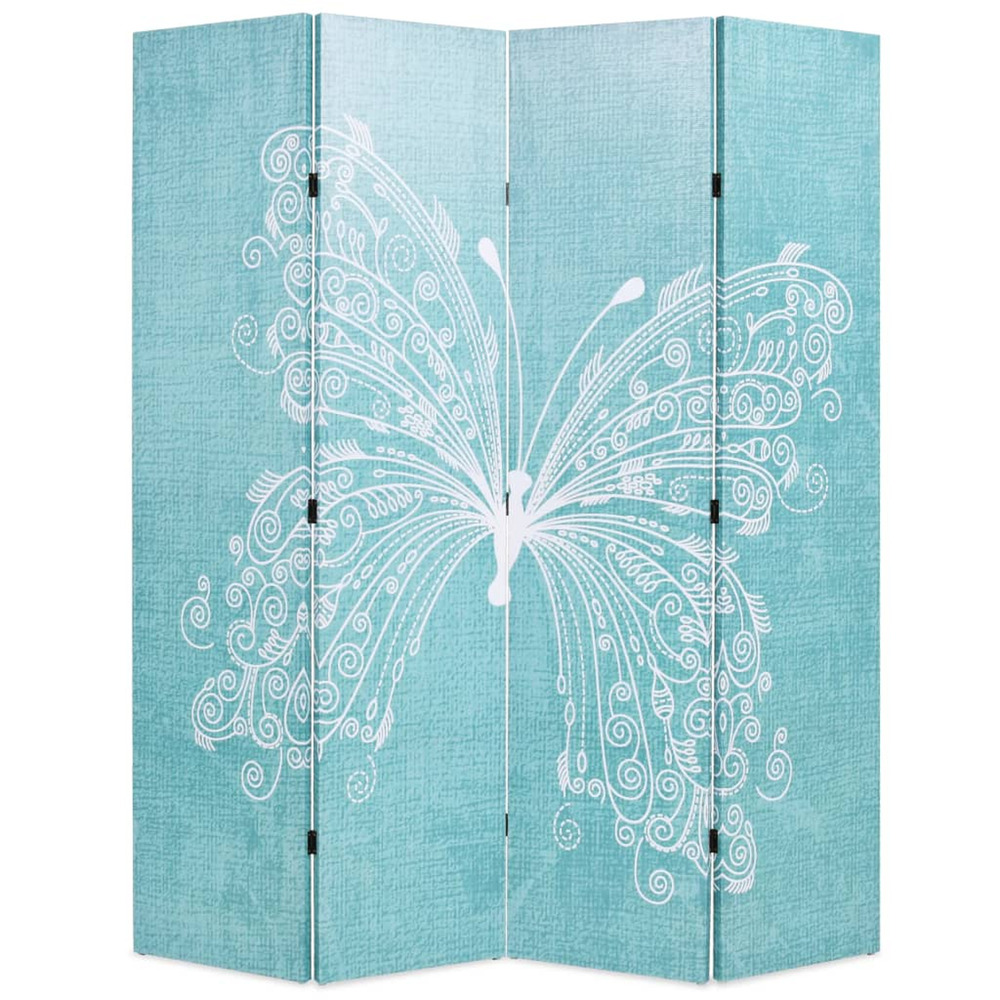 Cloison de séparation pliable 160 x 170 cm papillon bleu