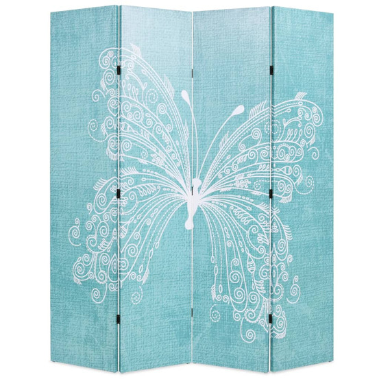 Cloison de séparation pliable 160 x 170 cm papillon bleu