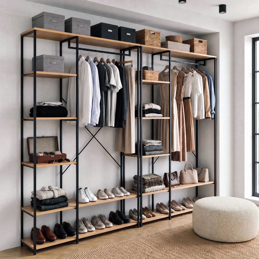 Dressing modulable double penderie étagère l. 180 cm detroit design industriel