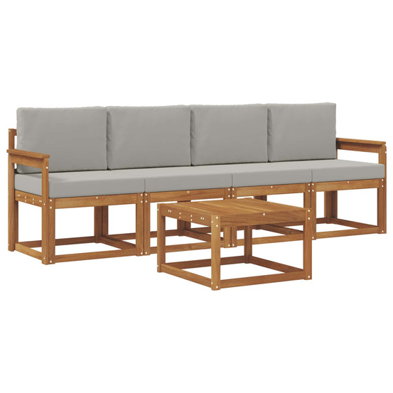 Ensemble de canapés d'extérieur 5 pcs gris naturel et clair