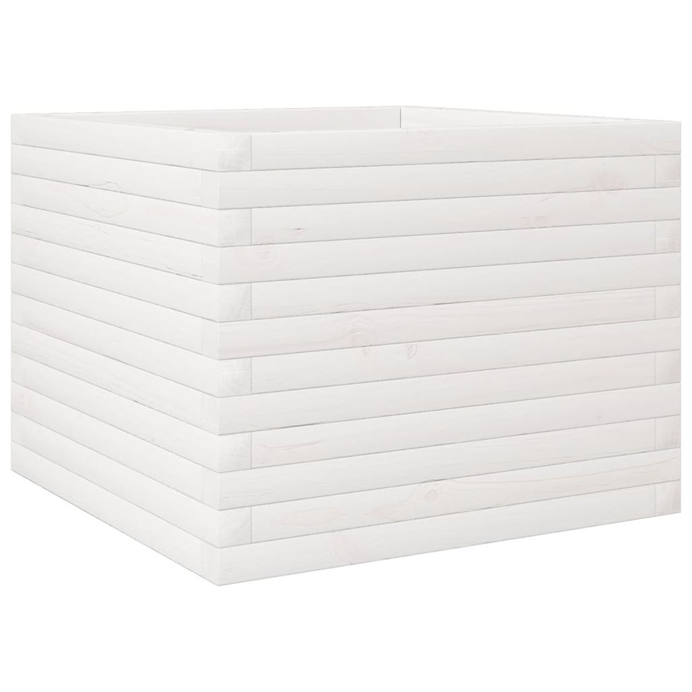 Jardinière bac lit surélevé plantes fleurs terrasse jardin 60 x 60 x 45,5 cm bois de pin massif blanc