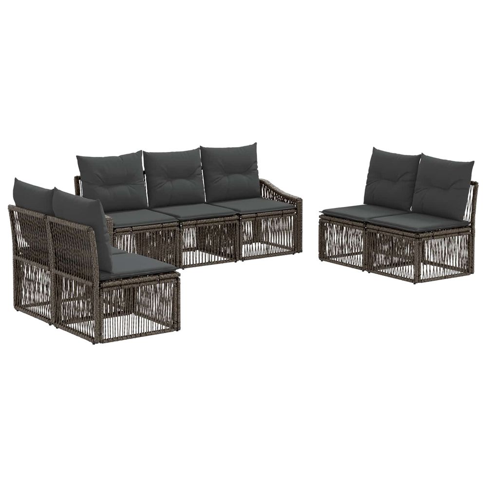 Ensemble de canapé de jardin 7 pc gris polyrotin