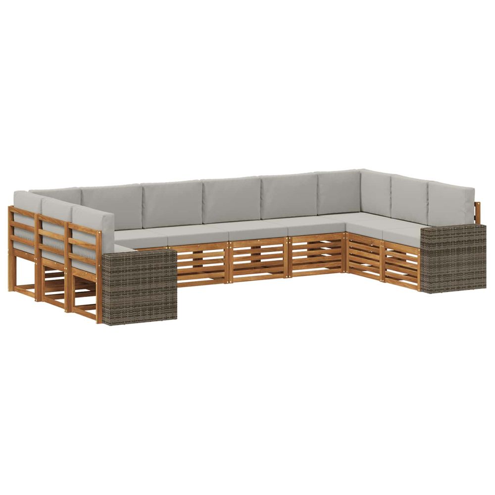 Ensemble de canapés d'extérieur 10 pc naturel et gris clair