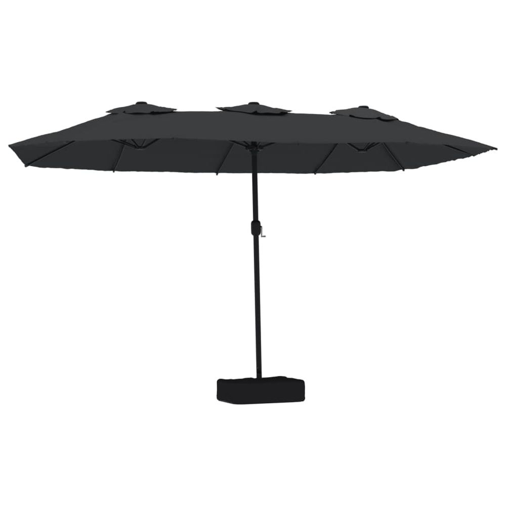 Parasol de jardin à double tête avec led noir 449x265 cm