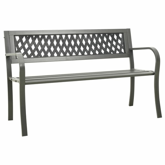 Banc de jardin meuble de patio d'extérieur terrasse 125 x 53 x 77 cm acier gris