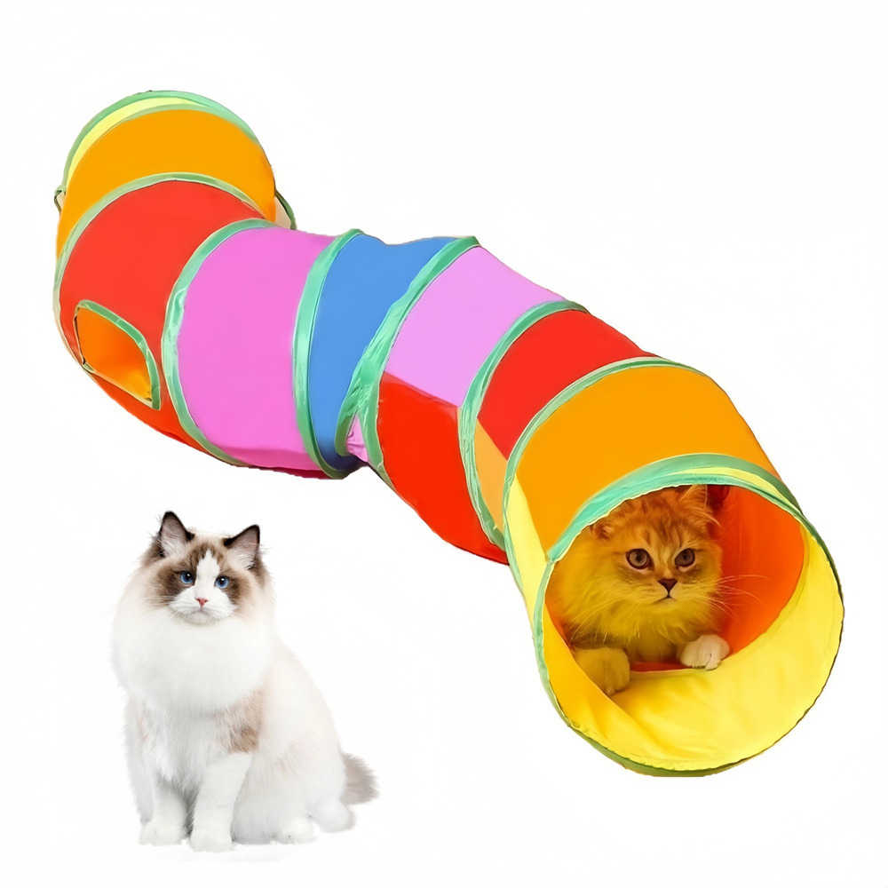 Jouet tunnel arc-en-ciel pour chat type i