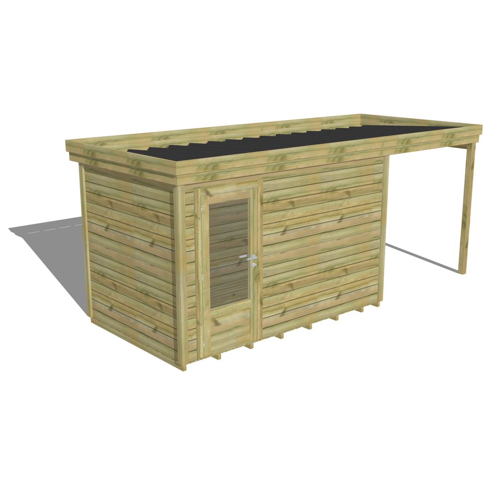 Abri de jardin bois pin traité autoclave 27mm - 5,44x2,14m / 12m2 - bac acier - plancher bois