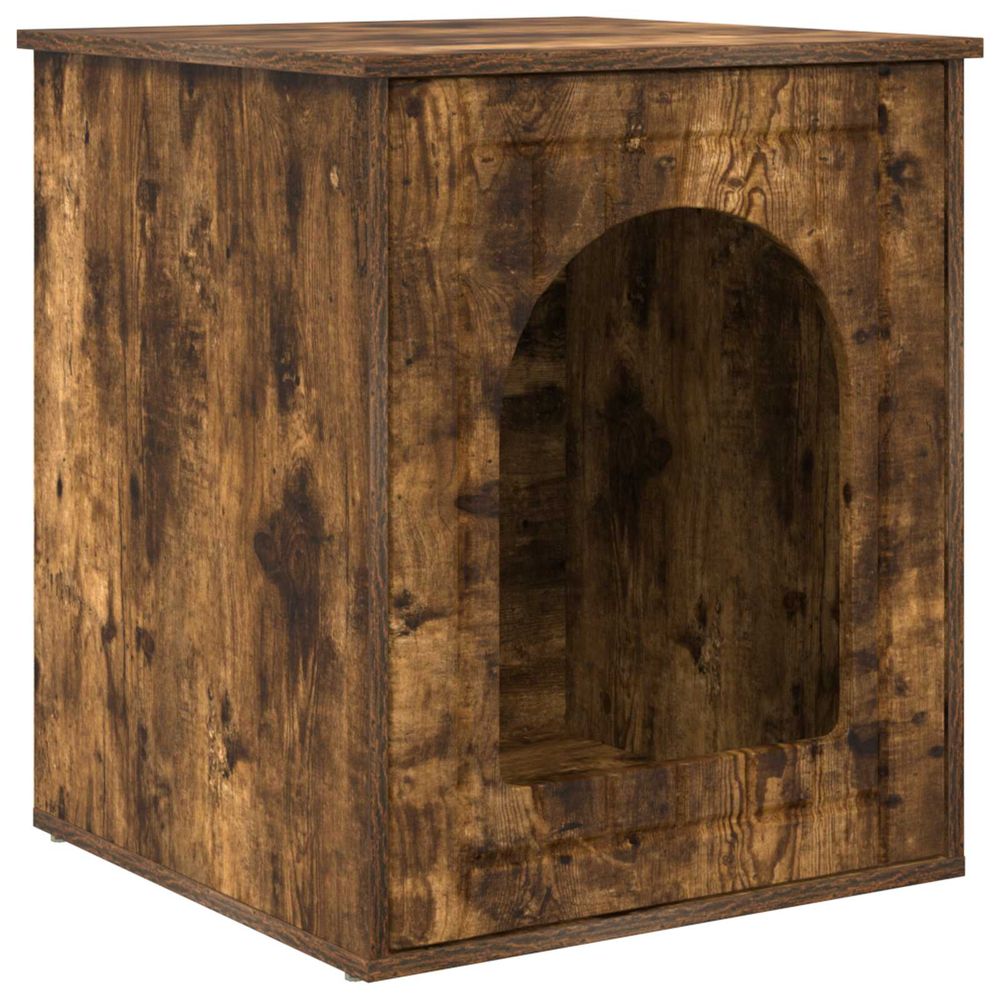 Maison pour chat chêne fumé 53 x 52 x 62 cm bois d'ingénierie