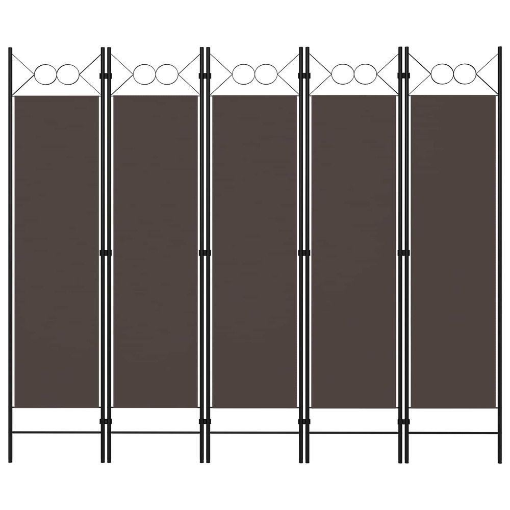 Cloison de séparation 5 panneaux marron 200x180 cm