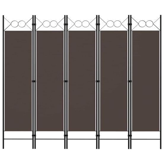 Cloison de séparation 5 panneaux marron 200x180 cm