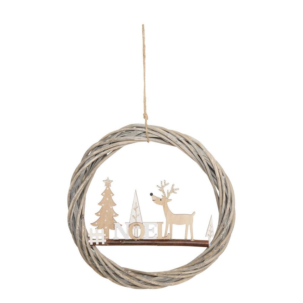 Couronne de noël en bois tressée d. 30 cm