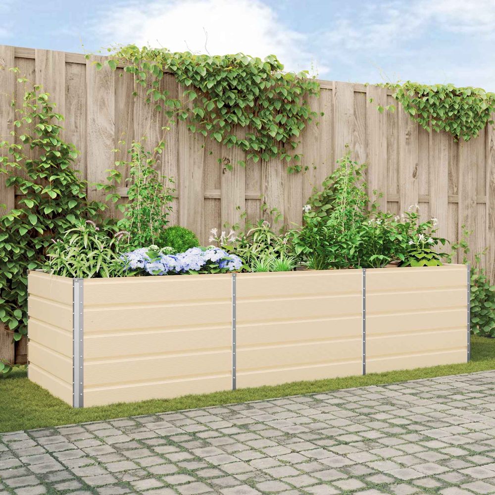 Très grand carré potager surélevé acier galvanisé 290x100x75 cm ivoire