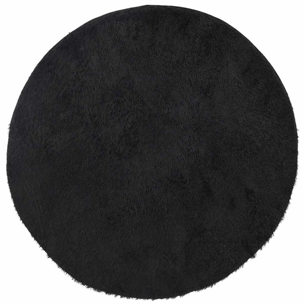 Tapis shaggy à poils longs navarra noir 120x120 cm polyester
