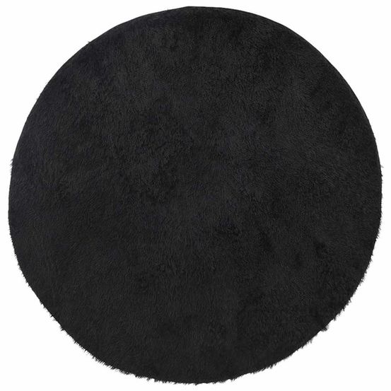 Tapis shaggy à poils longs navarra noir 120x120 cm polyester