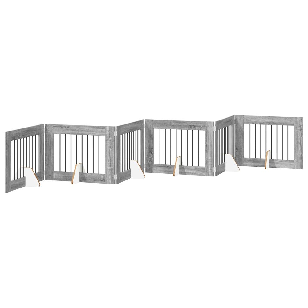 Porte de chien pliable avec supports 6 pc sonoma gris 482 cm