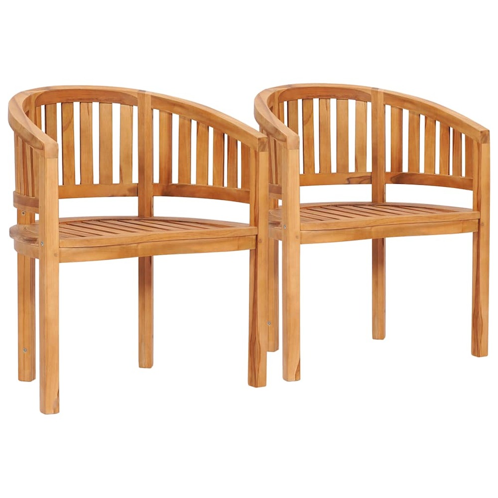 Chaises en forme de banane lot de 2 bois de teck solide