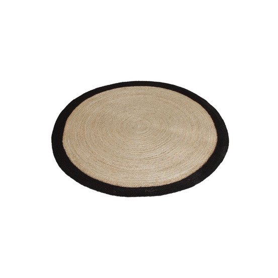 Tapis rond jute naturelle avec bords noirs diamètre 120cm