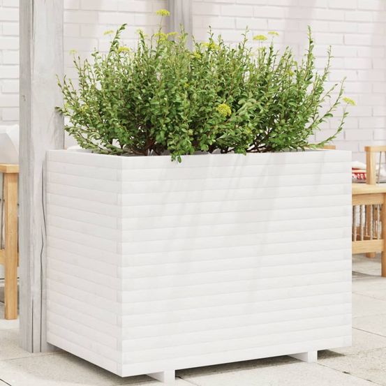Grande jardinière surélevée en pin massif blanc 90x60x72 cm