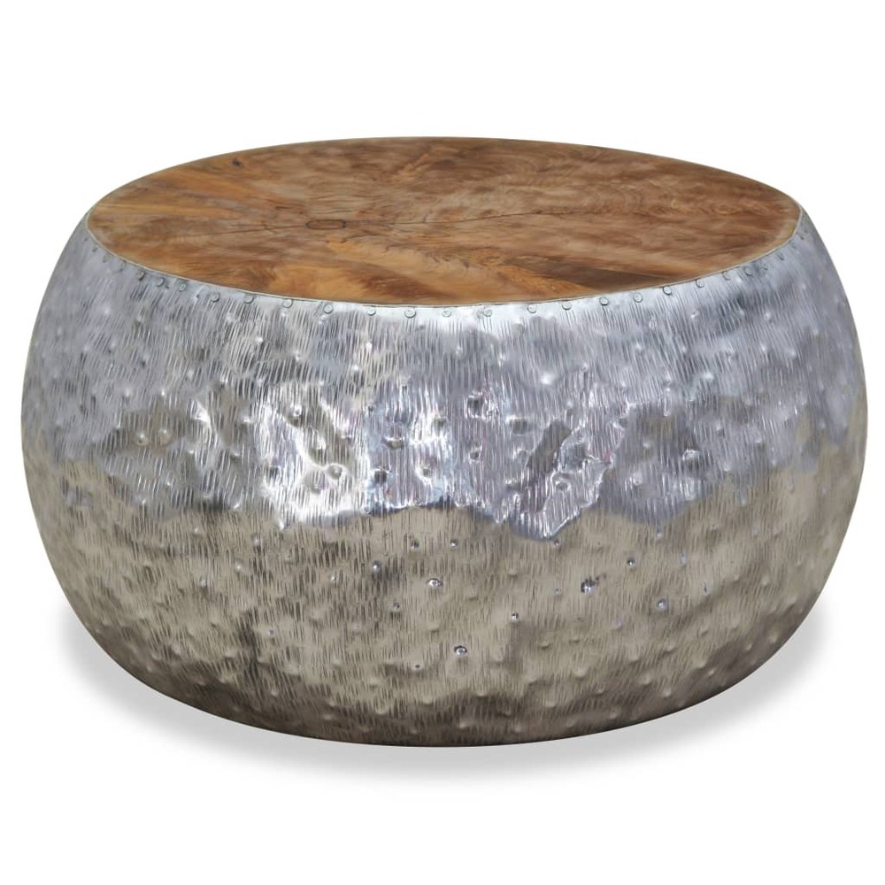 Table basse aluminium teck 60x60x30 cm