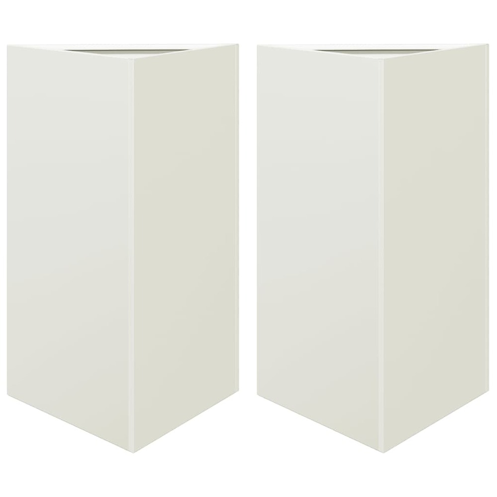 Jardinière bac lit surélevé plantes fleurs jardin terrasses lot de 2 triangulaire 50 x 43 x 75 cm acier blanc