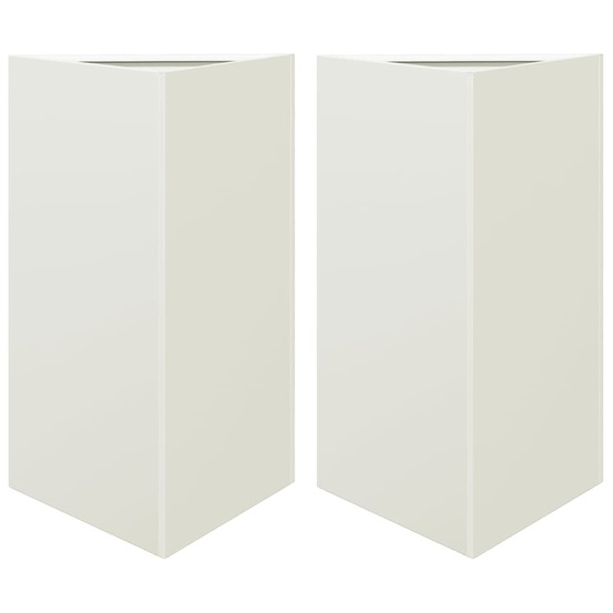 Jardinière bac lit surélevé plantes fleurs jardin terrasses lot de 2 triangulaire 50 x 43 x 75 cm acier blanc