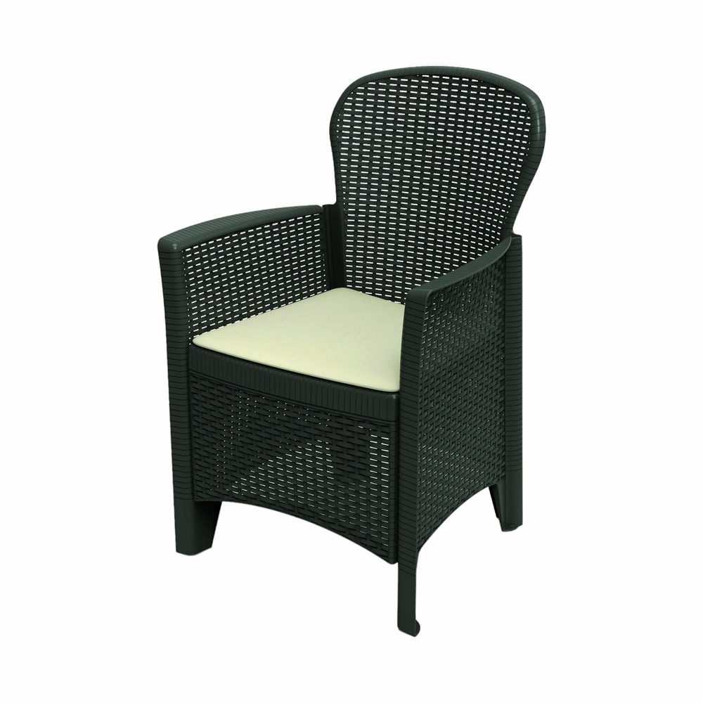 Chaise d'extérieur amilton, siège de jardin, fauteuil d'extérieur effet rotin, 100% made in italy, 59x57h85 cm, anthracite