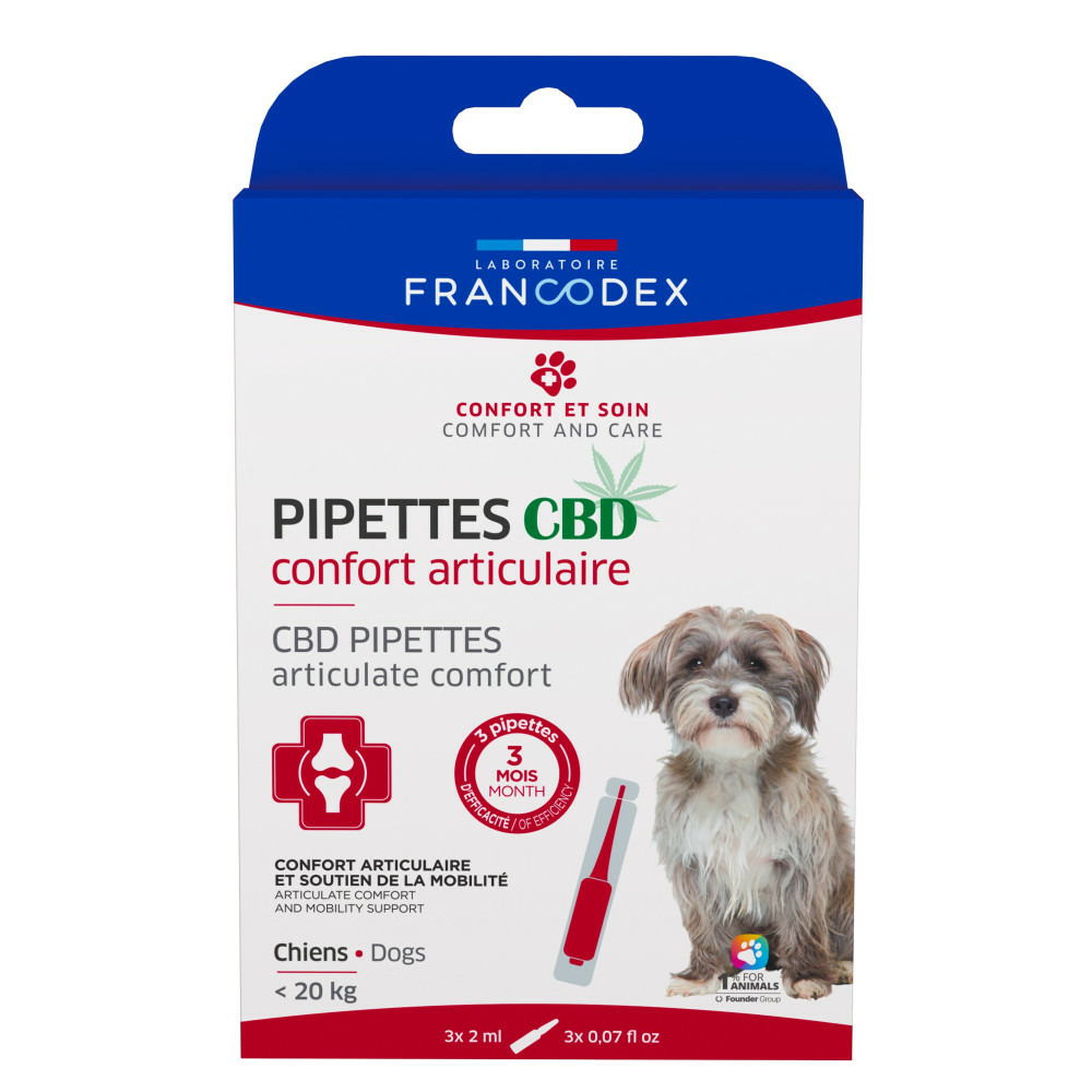 3 pipettes c b d confort articulaire pour chien de moins de 20 kg