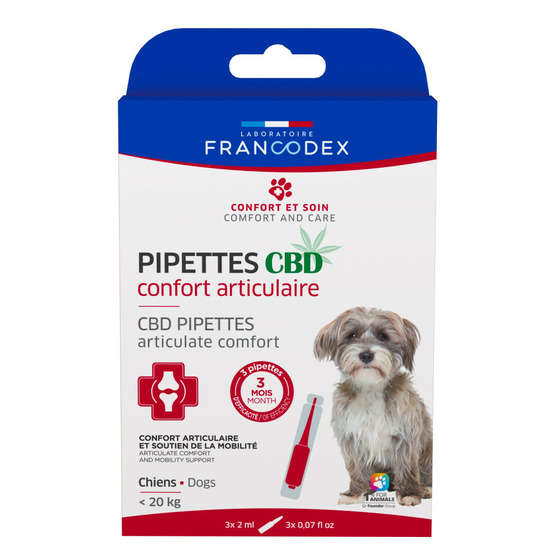 3 pipettes c b d confort articulaire pour chien de moins de 20 kg