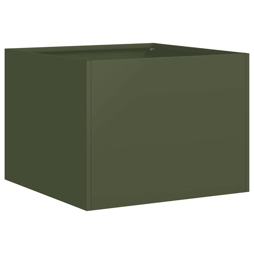 Jardinière d'extérieur vert olive 40x40x30 cm acier