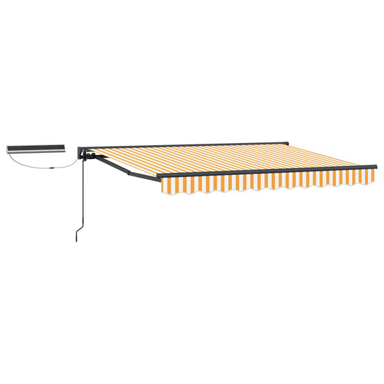 Auvent rétractable électrique jaune et blanc 3 x 2,5 m