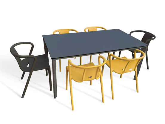Ensemble repas meet 6 places en aluminium et peinture epoxy anthracite