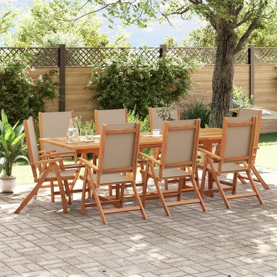 Ensemble à manger de jardin 9pcs bois d'acacia solide textilène