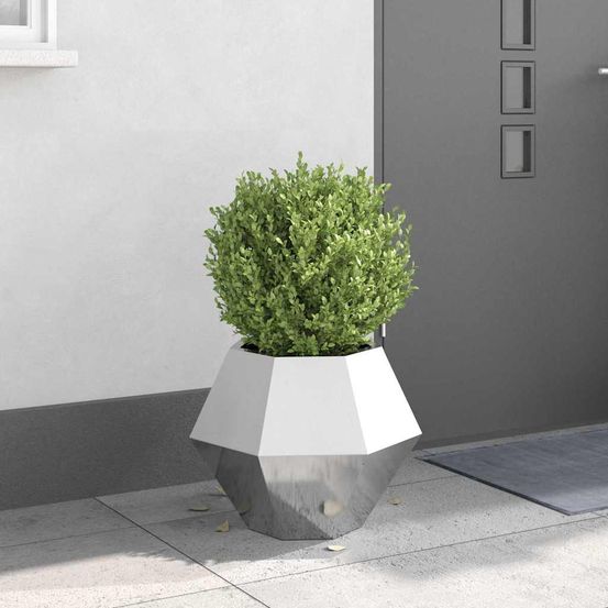 Jardinière carrée acier inoxydable extérieur jardin terrasse argent 50 cm
