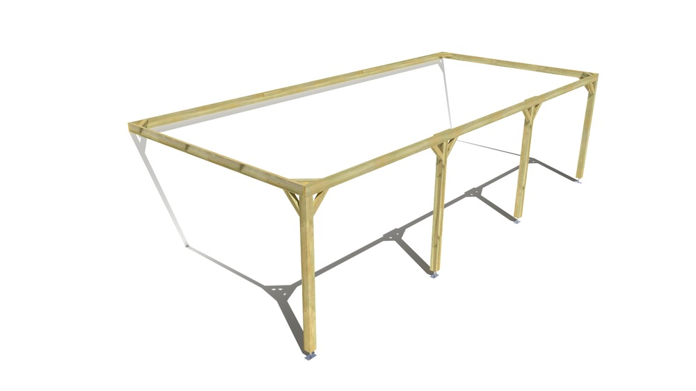 Pergola bois • 9m x 4m • adossée • cadre simple • livraison comprise