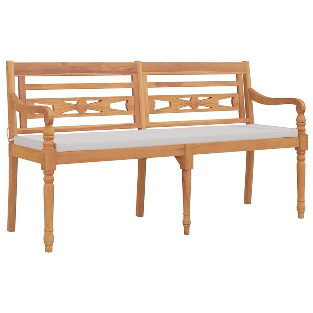 Banc batavia avec coussin 150 cm bois de teck massif