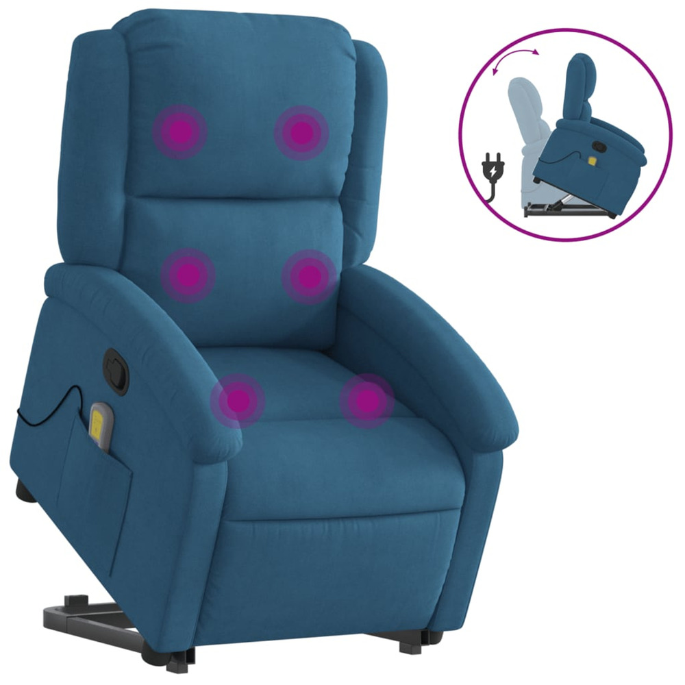 Fauteuil de massage inclinable bleu velours