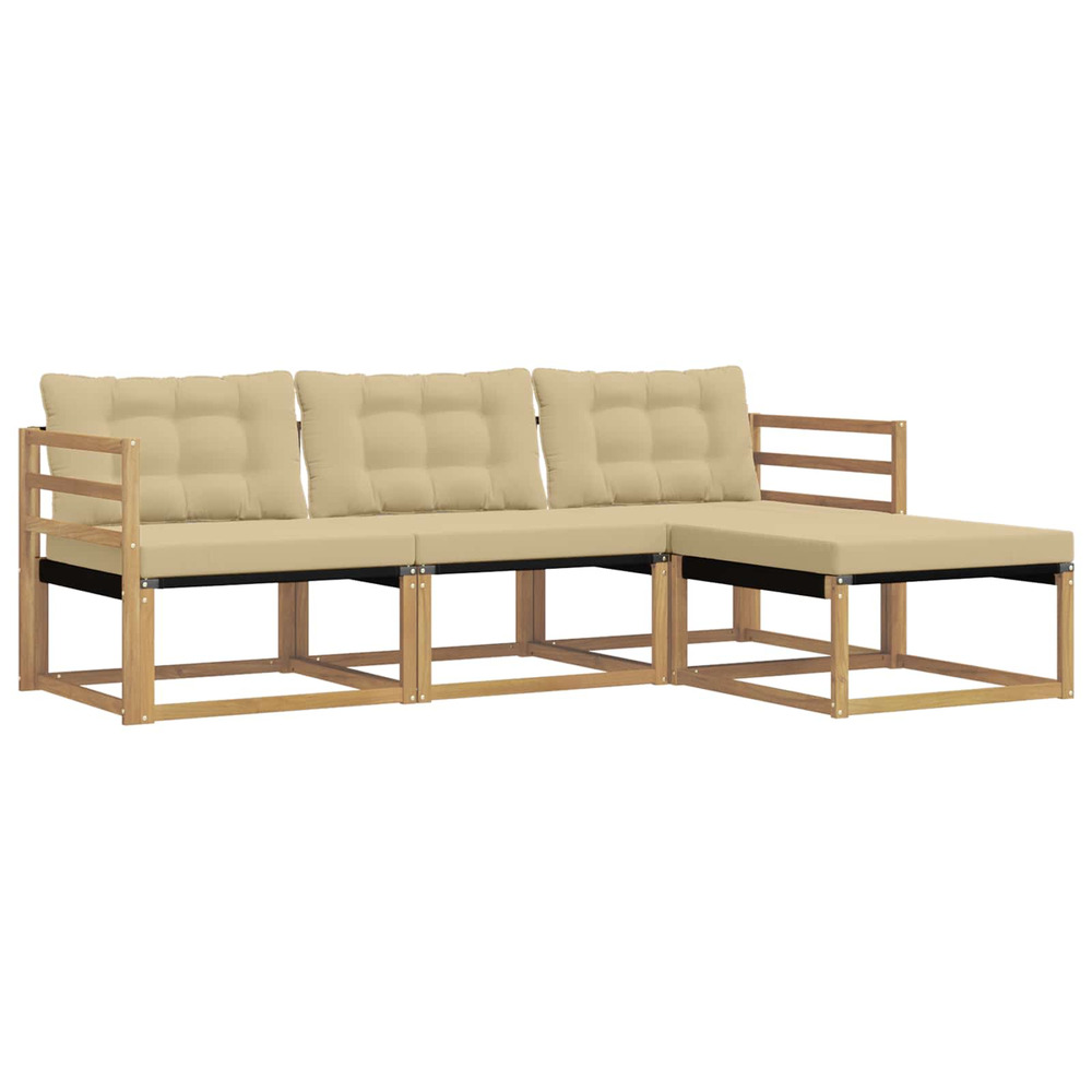 Ensemble de canapés d'extérieur 4 pcs blanc et beige