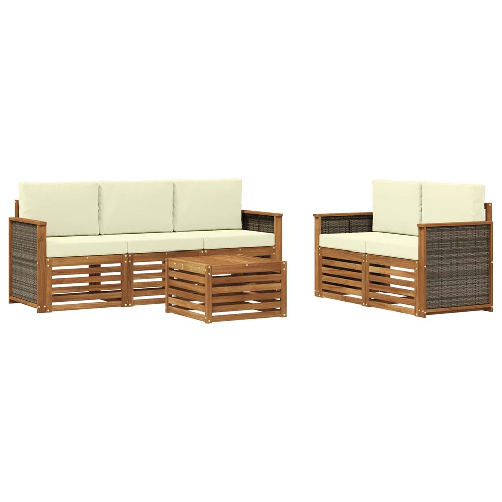 Ensemble de canapés d'extérieur 6 pc naturel et crème