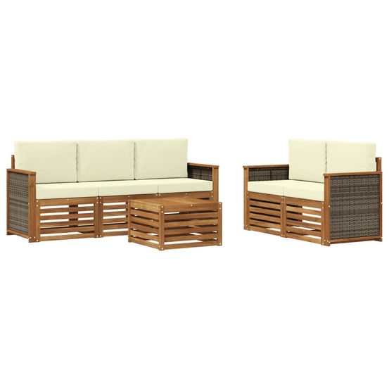 Ensemble de canapés d'extérieur 6 pc naturel et crème