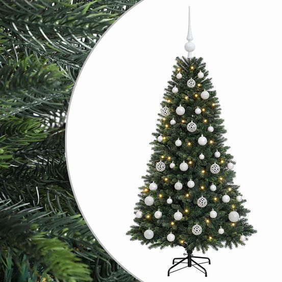 Arbre de noël artificiel avec boule 150 cm 150 led blanc chaud