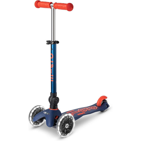 Trottinette 3 roues mini deluxe bleu marine pliable led