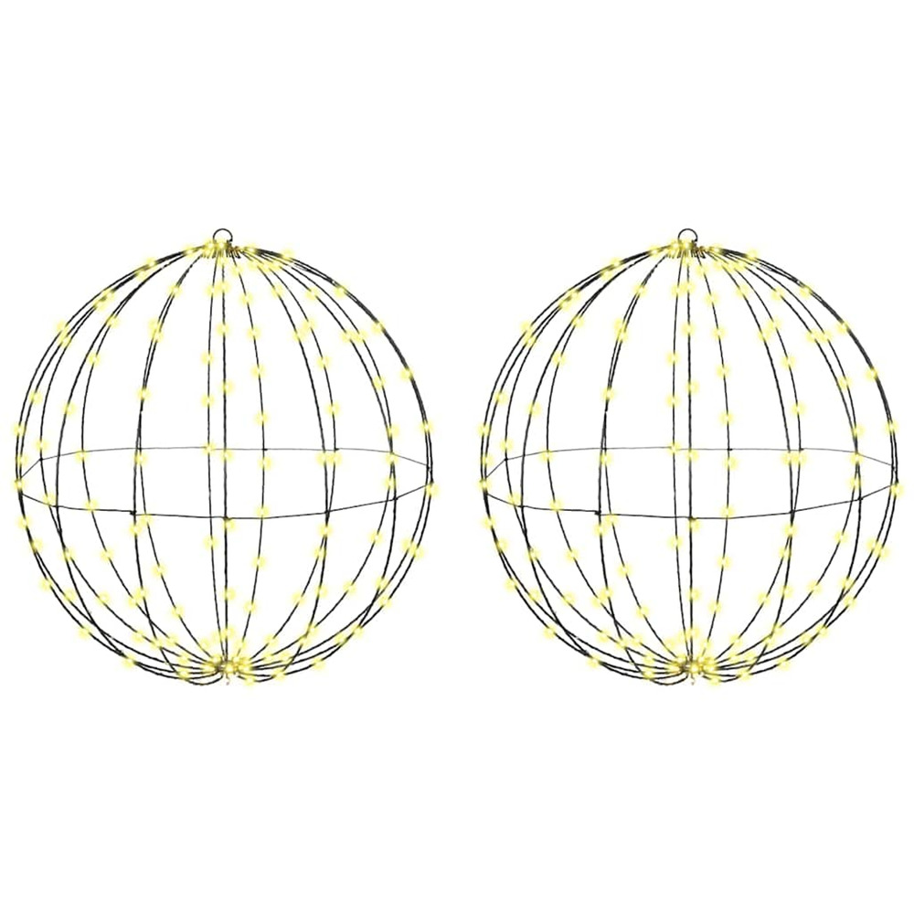 Boule avec 384 led 2 pcs blanc chaud 60 cm métal