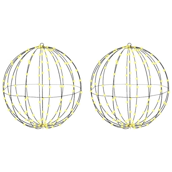Boule avec 384 led 2 pcs blanc chaud 60 cm métal