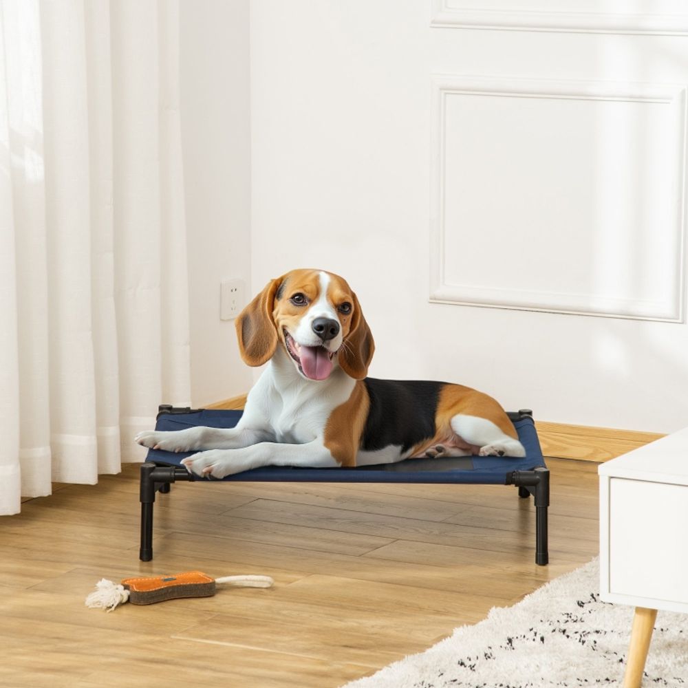 Lit chien surélevé tissu oxford intérieur extérieur camping respirant 76x61cm bleu - comfortxl pet living