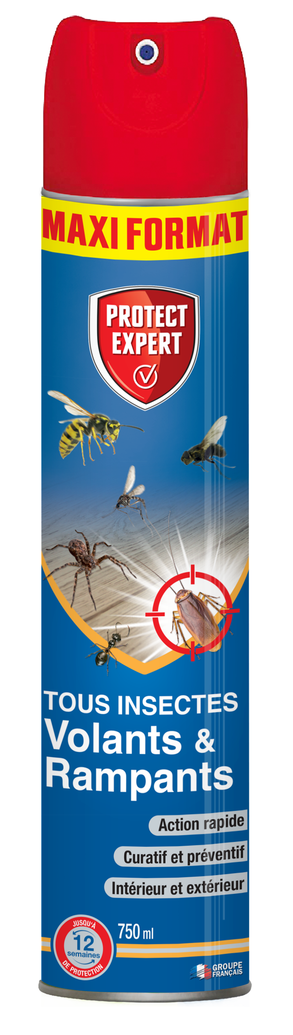 Anti insectes volants & rampants - action choc & rapide - intérieur & extérieur - 750ml