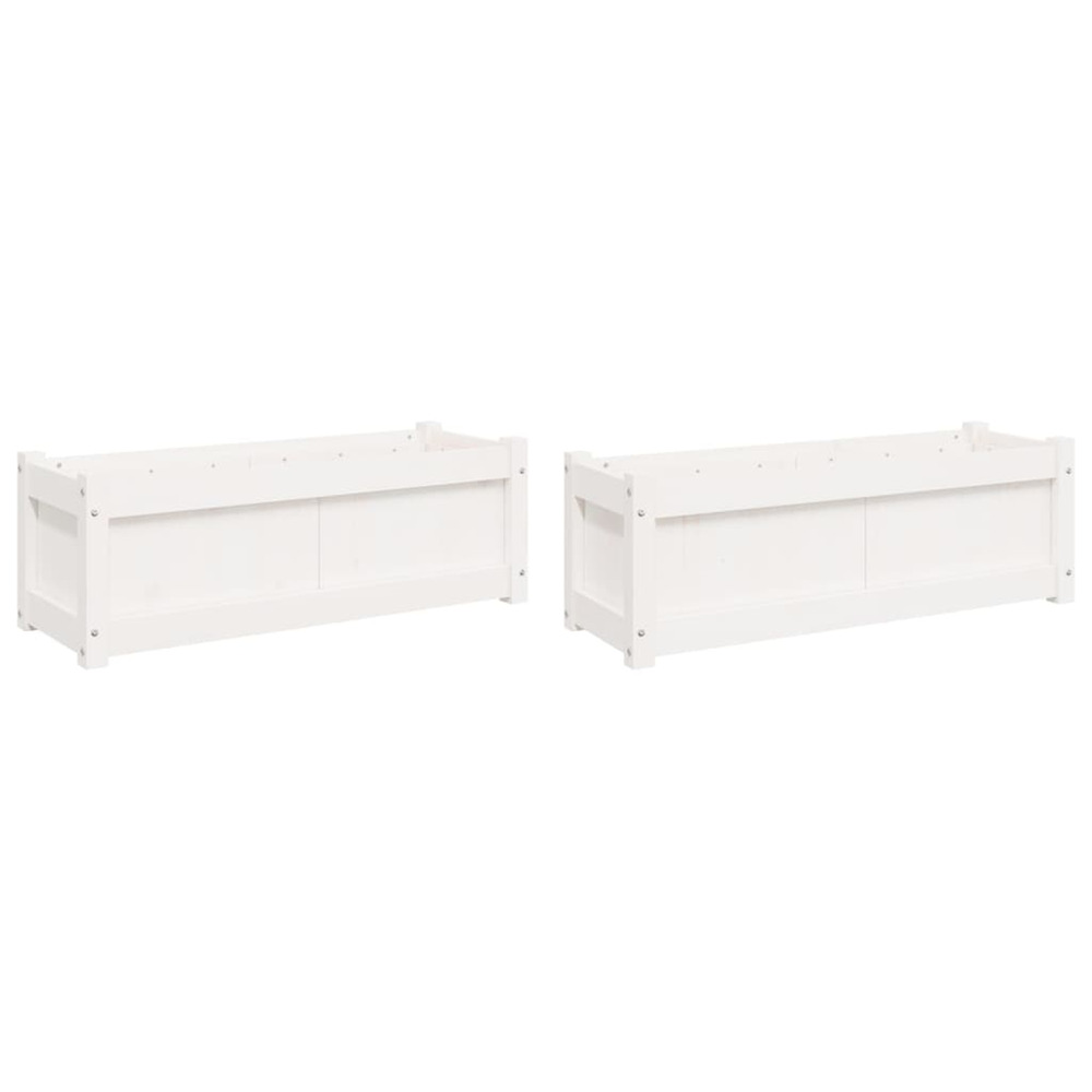 Jardinière d'extérieurs 2 pcs blanc bois de pin massif