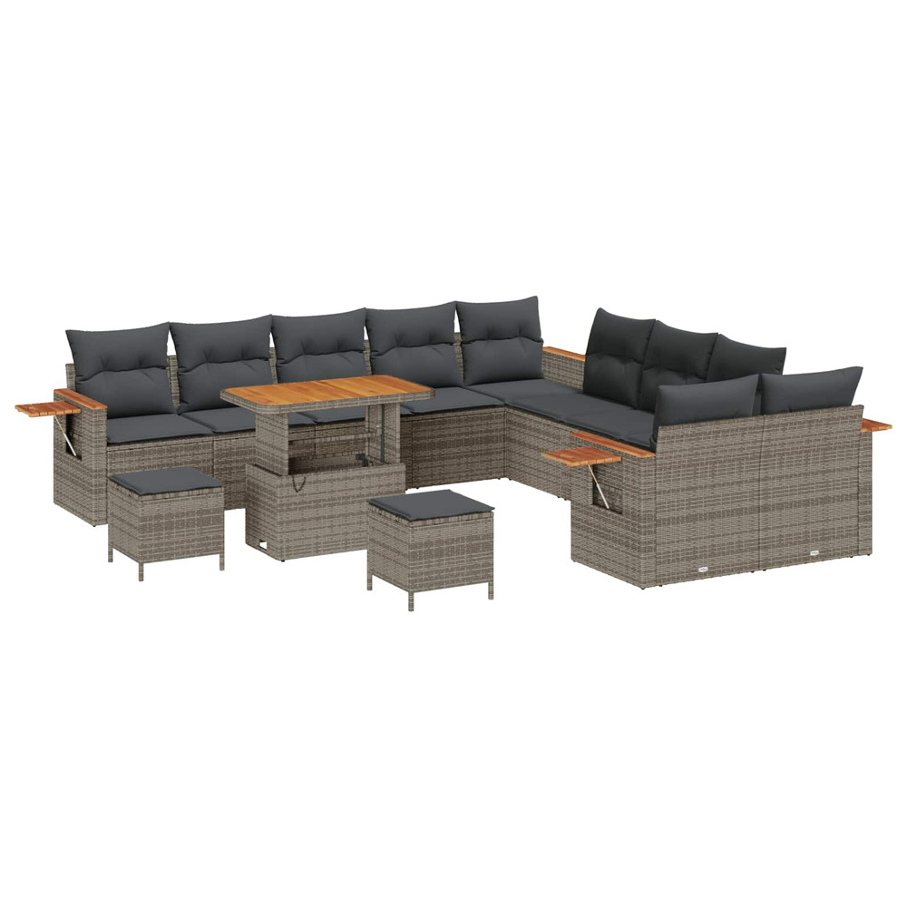 Ensemble de canapé de jardin 13 pcs gris polyrotin